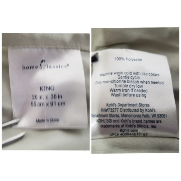 King Bed Pillow Cases Sham Covers Lot 6 Home Classics Brown Grey Embroidered - Picture 10 of 11
